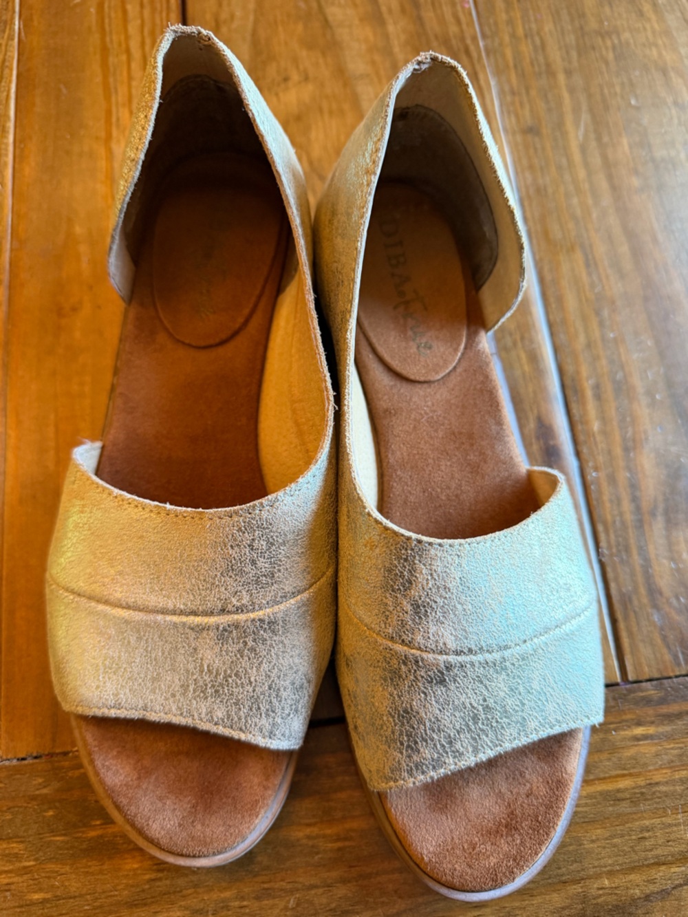 Metallic Gold Slide Mules for Women 7.5